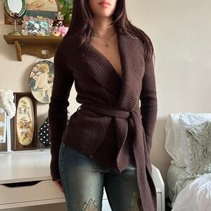 Brown Abercrombie & Fitch chocolate brown cardigan size medium